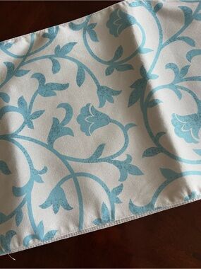 NWT Storehouse Table Runners (two) 13' X 72" Turquoise on Off White background
